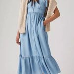 Levi's Levi’s Katherine maxi dress Blue denim tie shoulder pearl button dress XL Photo 13