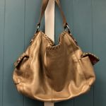 The Sak ‎ golden gold shoulder bag purse w/ side pockets 14” x 10” Photo 3