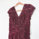 Y2K Cache Dress Size 8 Burgundy Lace Beaded Midi Cocktail Party Glam Romantic Red Photo 4