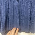 Laura Scott  Petite Large Blue Cable Knit Button Front Cardigan Sweater Photo 7