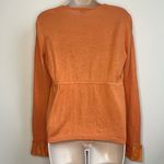 White + Warren Silk Cotton Knit Button Tie Long Sleeve Cardigan Orange Medium Photo 2