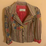 Johnny Was  Corduroy Striped Embroidered Floral Multicolored Blazer Photo 0
