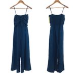 Gianni Bini Navy Blue Tie Front Spaghetti Strap Wide Leg Jumpsuit Size 10 New Photo 1