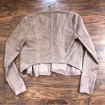 BCBGMAXAZRIA • Jimmie Faux Suede Drape Jacket cropped waterfall Mocha tan beige Photo 8