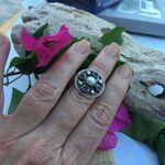 Natural White Pearl Rainbow Topaz Sterling Ring 8 Blue Photo 5