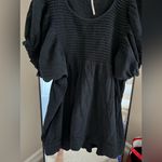 Free People  Black Puff Sleeve Tunic Blouse Photo 2