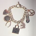 Silver Tone Wishbone Bird Shoe Purse Peace Charm Bracelet Photo 0