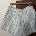 Madewell Linen-Cotton Pull-On Paperbag Shorts in Stripe White Blue Size L Photo 2