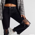 Free People #42 NWOT Maggie Mid-Rise Straight-Leg Jeans in Washed Black Photo 1