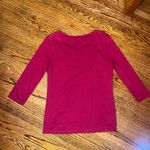 Loft Ann Taylor 3/4 Sleeve Lace front shirt in Cranberry Color size small Photo 3