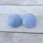 Vintage Clip On Earrings Light Blue Faceted 7/8" Retro Photo 1