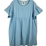 Tees2UrDoor Light Baby Blue Babydoll Fit Ruffle Sleeve Relaxed Dress XL Pastel Photo 0