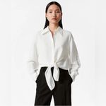 & Other Stories & OTHER STORIES White Linen Blend Tie-Front Shirt Blouse Photo 1