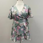 Show Me Your Mumu  Green Floral Evelyn Mini Wrap Dress - Size Large Photo 3