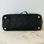 Michael Kors  Morgan Black Gray Logo Print Leather Medium Tote Bag Photo 4