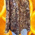 Bold Elements  Bronze Sequin Scoop Neck‎ Blouse Size 2XL Photo 0