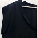 Eileen Fisher Dress Size L 100% Silk Black Shift Cap Sleeve V-Neck Photo 6