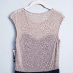 AQUA Navy Beaded Illusion Mesh Mini Cocktail Dress Photo 9