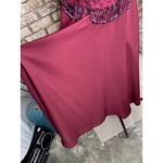 formal dress prom maroon wine red lace beaded fringe Size M Photo 4