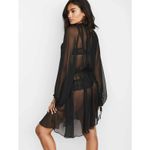 Victoria's Secret  Black Chiffon Kimono Long Robe Duster Ruffle‎ Tie Size M/L Photo 1