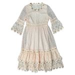 Maje Blush Pink Roso Gold Grommet Lace Tiered Half Sleeve Midi Dress size 1 / S Photo 7