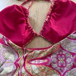Anthropologie  Claudia Cut Out Halter  One Piece Pink Paisley Swimsuit Small Photo 7