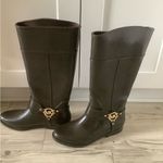 Michael Kors brown Fulton harness tall rain rubber boots women’s size 10 Photo 2