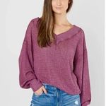 We The Free Free People Womens South Side Thermal Sweater, Purple, Small Photo 3