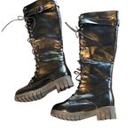 None Women’s Lace Up Knee High Combat Boot NEW Size 38 (US7) Photo 0