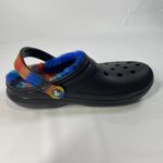 Crocs Classic Lined Spray Dye Clog M6/W8 Women Black Fuzzy Tie-Dye Comfort Shoe Photo 4