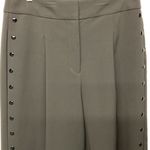 DKNY Donna Karan Black Wide Leg Studded Cropped Pants Size 10 Stretch Pleated Photo 1