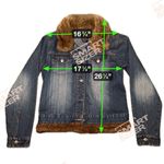 Route 66 Size Large  Denim Fur Trim 100% cotton Denim Jacket Photo 3