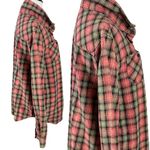 Retro 90s Large Junk Food Peace Sign Plaid Flannel Grunge Fall Red Logo Patch Photo 2