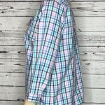 Talbots NWT Size 16 Blue & Pink Tartan Plaid Ruffle Trim Non-Iron Tunic Shirt Photo 2