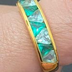 SUZANNE SOMERS 925 Gold Emerald Green Trilliant CZ Cubic Zirconia Ring Size 8 Photo 1