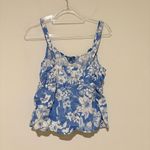 C&C California C&C linen Floral Women's sleeveless tank Top blue white medium Photo 1