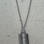 Handmade Vintage Gothic Silver Razor Blade charm Necklace - Antique Punk Razor Blade Photo 4