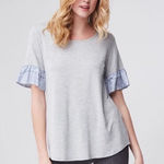 Miss Me  Cotton Spandex Nautical Ruffle Striped Tiered Spring Blouse Size M Photo 0