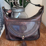 Patricia Nash Vintage Italian Leather Tooled Boho Fringe Crossbody Bag festival Photo 0