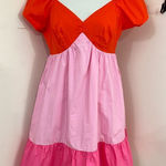 The Get Barbie Colorblock Pink/ Red Cotton Mini Dress S Pink Photo 0