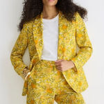 J.Crew Womens Helena Linen Blazer Orange Limone Print Floral Jacket 2 Retro Boho Photo 0
