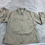 Athleta NWOT Lightweight Lunar Sheen Shirt Jacket Brownstone Beige M Relaxed Photo 4