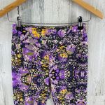 LuLaRoe  Leggings Womens One Size Small Black Purple Polyester Floral Soft Photo 2