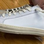 P448 Thea Sneakers Women White Purple Leather Lace-Up Running Athletic Shoes S26 Photo 2