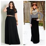 Lane Bryant  Plus Size Basic Solid Black Maxi Skirt Photo 1