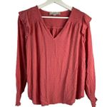 Loft Size L Top Clip Dot Smocked Ruffle V Photo 2