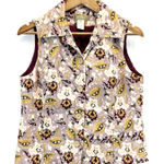 The Territory Ahead Womens 6 Corduroy Vest Button Front Purple Lavender Floral Photo 0