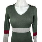 Sundays NEW Soho Green Ribbed Knit Striped Colorblock Bodycon Sweater Midi Dress Photo 5