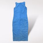 Casual Corner Blue Linen‎ Maxi Dress Size 6 Vintage Classic Coastal Boho Minimal Photo 5