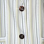 TanJay Ladies White Striped Double Button Jacket 14 Pockets 3/4 Cuffed Sleeves Green Photo 2